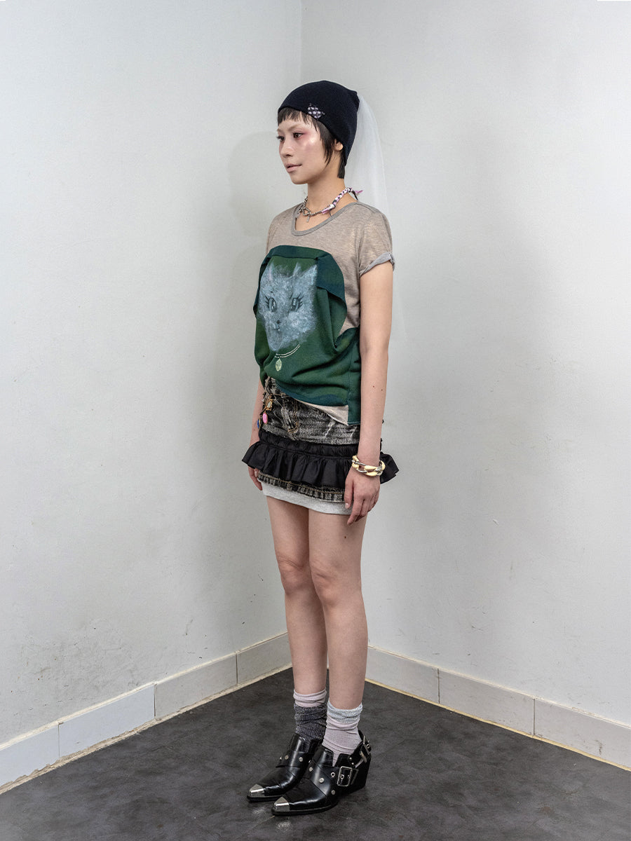 Jewel Charm Micro Skirt (Low-rise Waist:29")