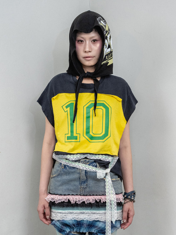 Lace Tie Hooded Top