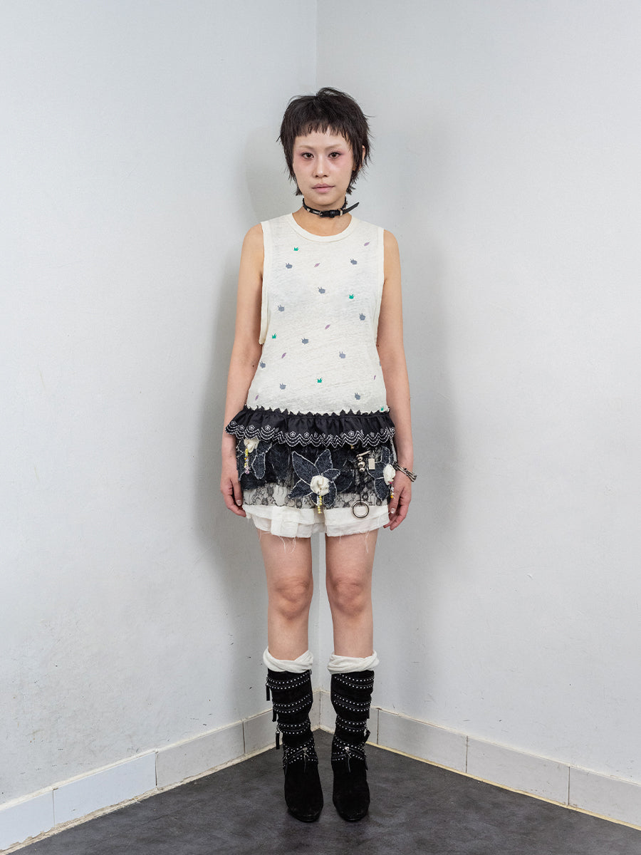 Floral Corsage Mini Skirt (27")