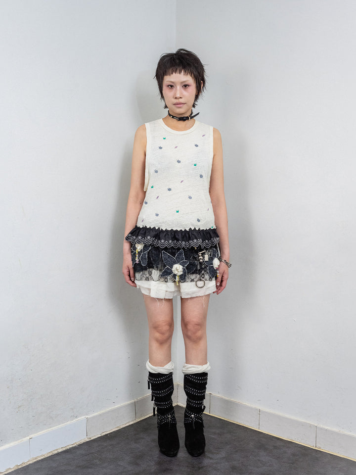 Floral Corsage Mini Skirt (27")