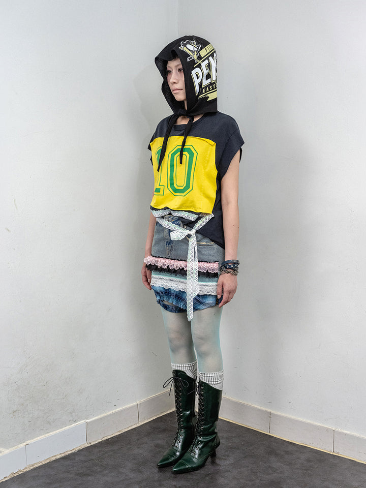 Lace Tie Hooded Top