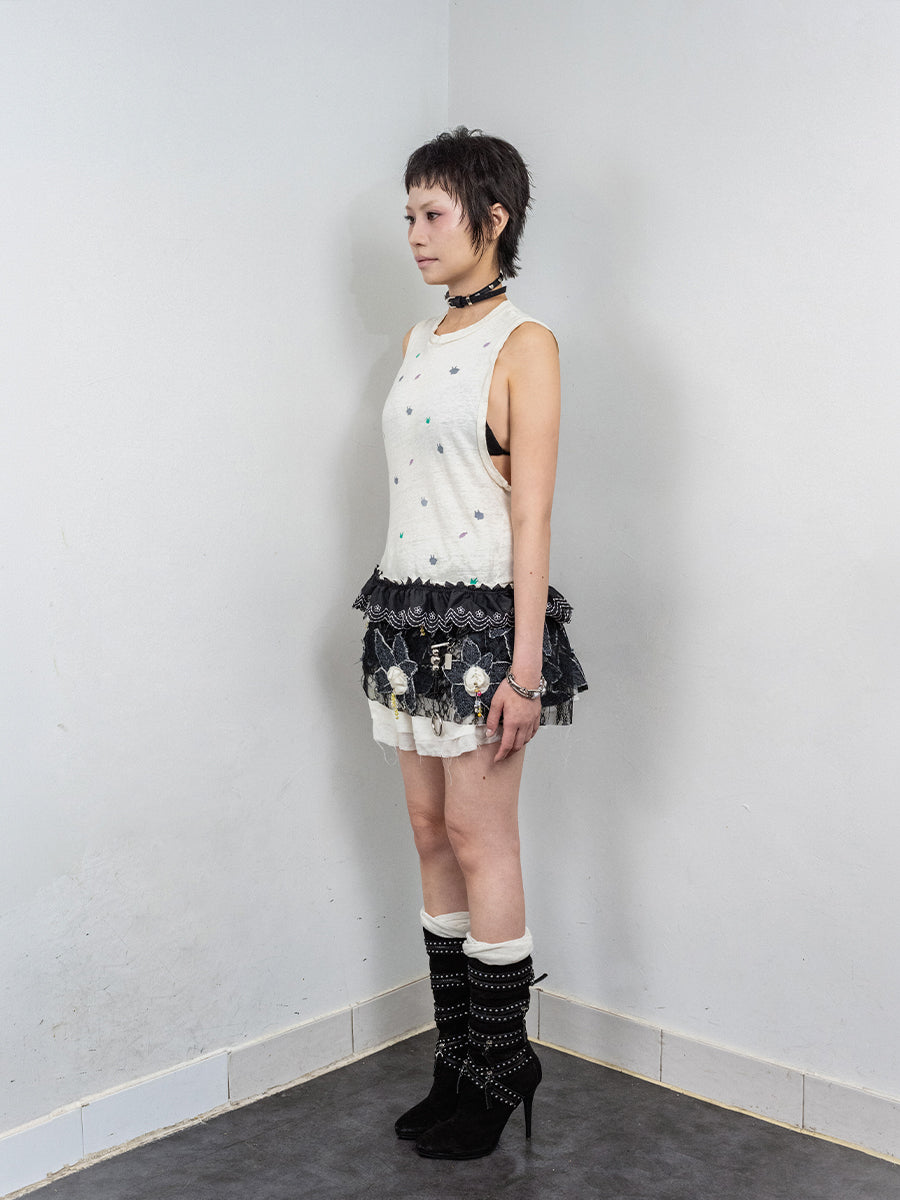 Floral Corsage Mini Skirt (27")