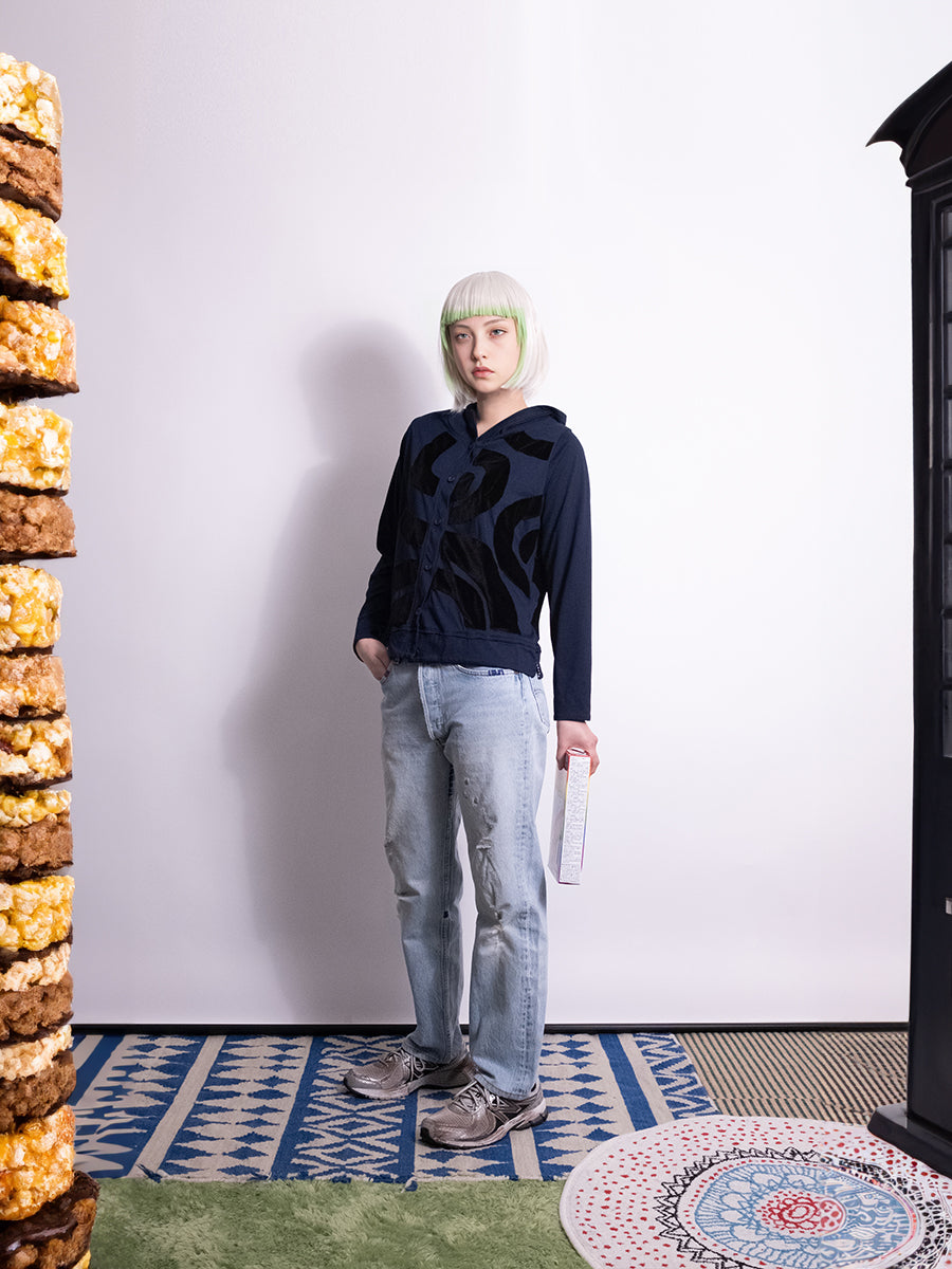 YUM Patch-work Hooded Cardigan
