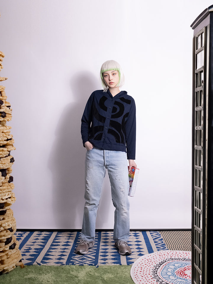 YUM Patch-work Hooded Cardigan