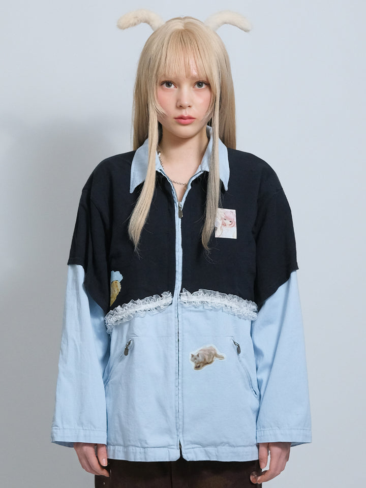 KWI Lace Trim Work Jacket