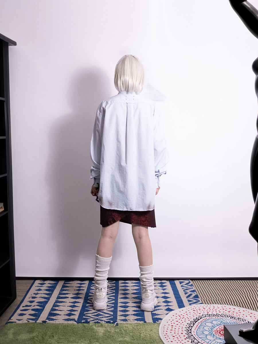 MEOW Lace Overlay Shirt