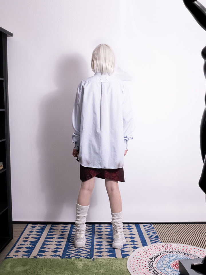 MEOW Lace Overlay Shirt