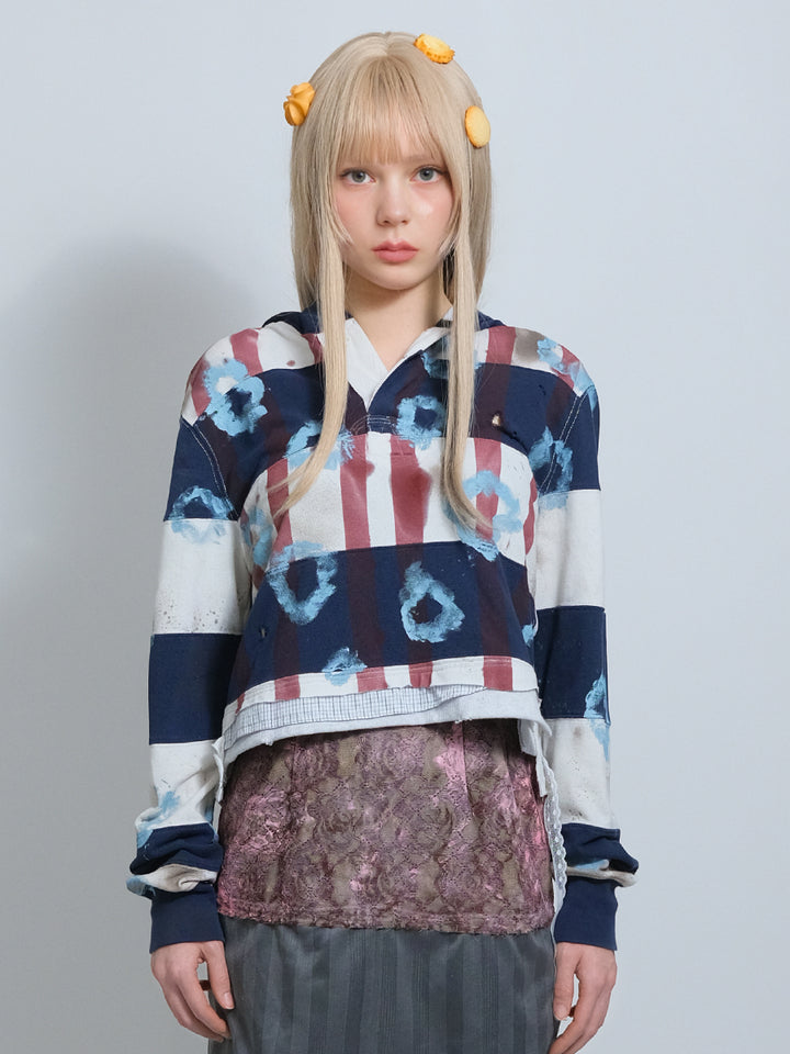 MUU Half-Placket Cropped Hoodie