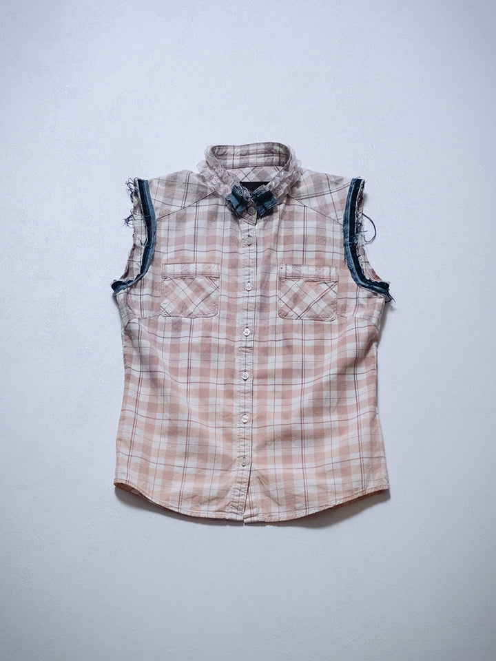 ZZZ Sleeveless Check Shirt