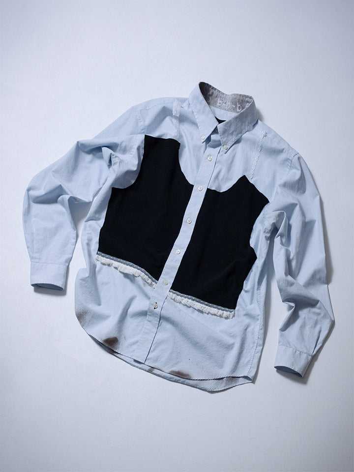 MEOW Lace Overlay Shirt