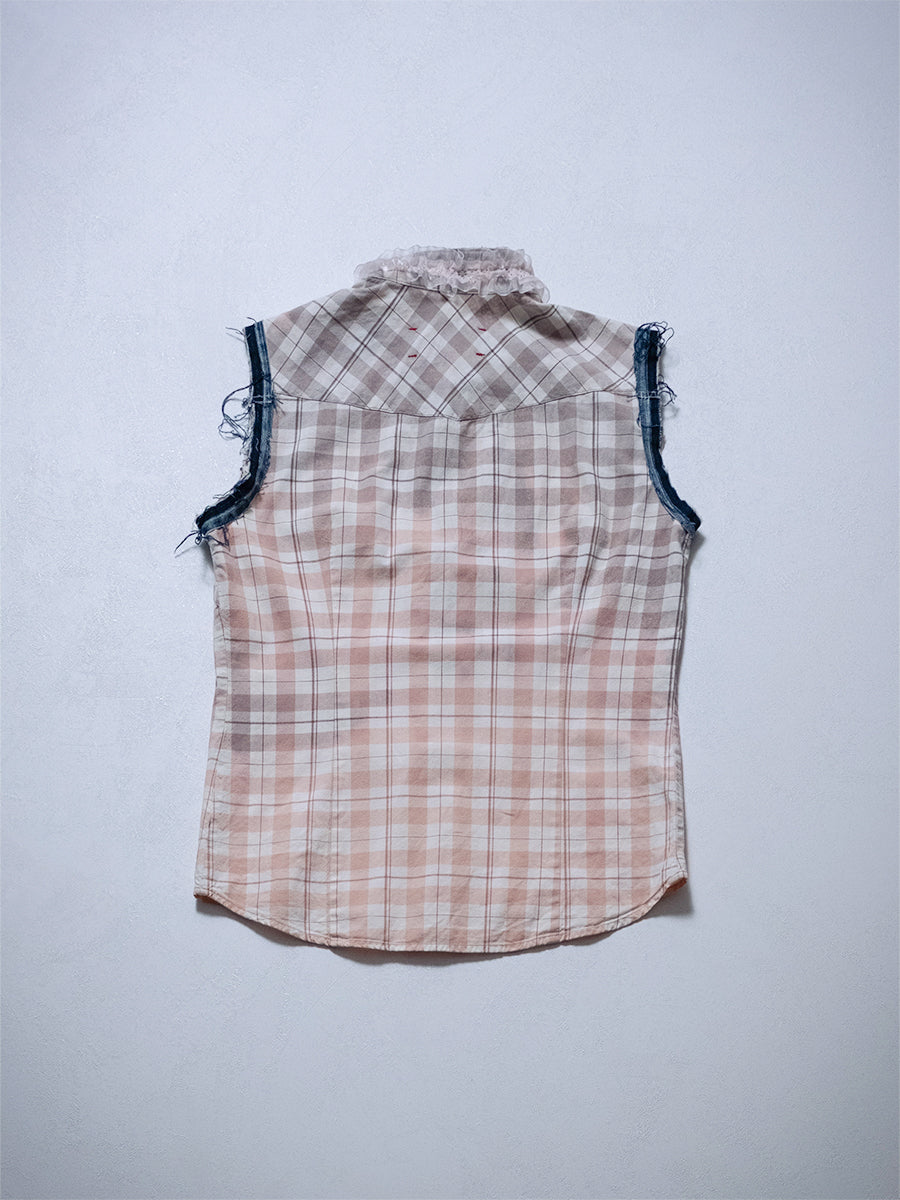 ZZZ Sleeveless Check Shirt