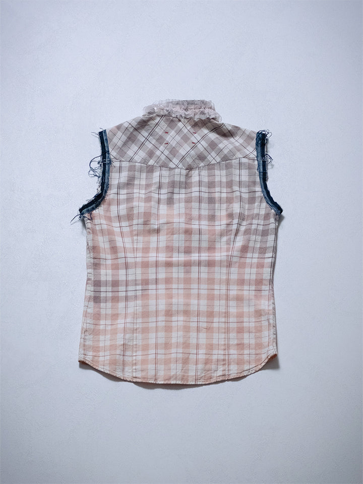 ZZZ Sleeveless Check Shirt