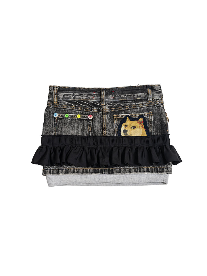 Jewel Charm Micro Skirt (Low-rise Waist:29")
