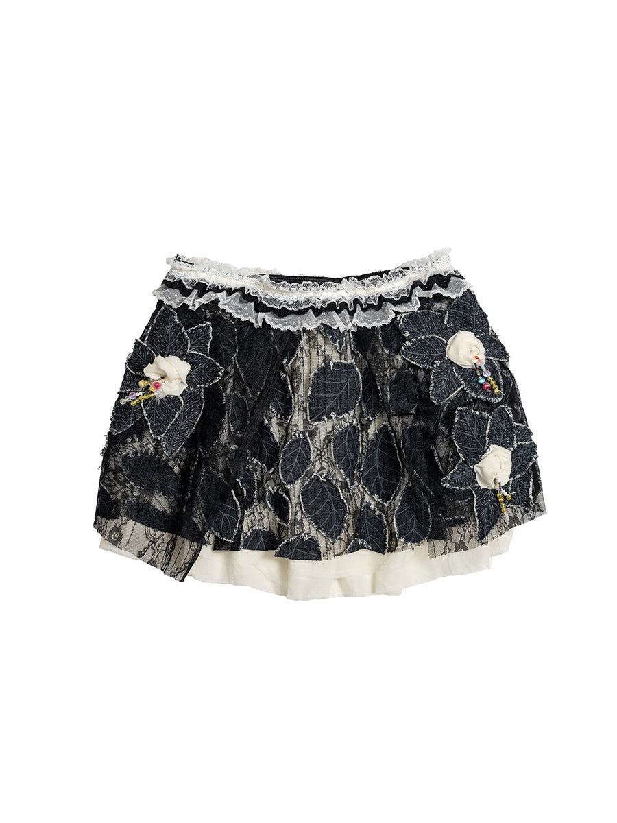 Floral Corsage Mini Skirt (27")